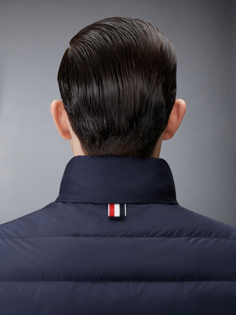 Thom Browne ULTRA LIGHT NYLON TECH FUNNEL NECK DOWN Weste Herren Blau | IHV10D01602