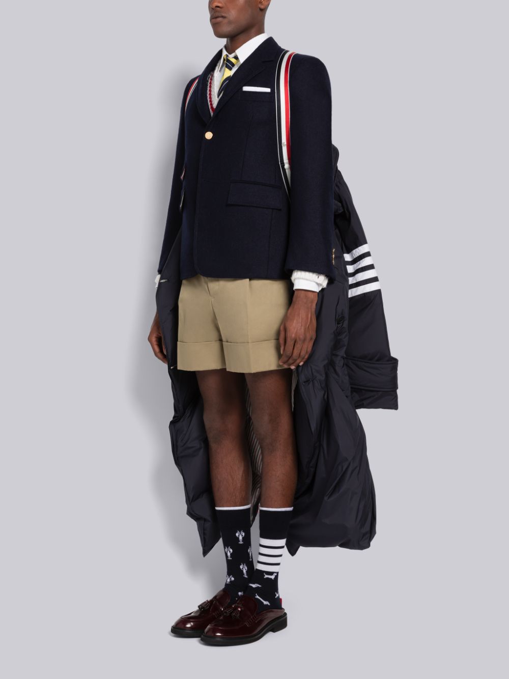 Thom Browne Ultra Light Nylon 4-Bar Down Filled Oversized Pea Mäntel Herren Blau | VJK25A22085