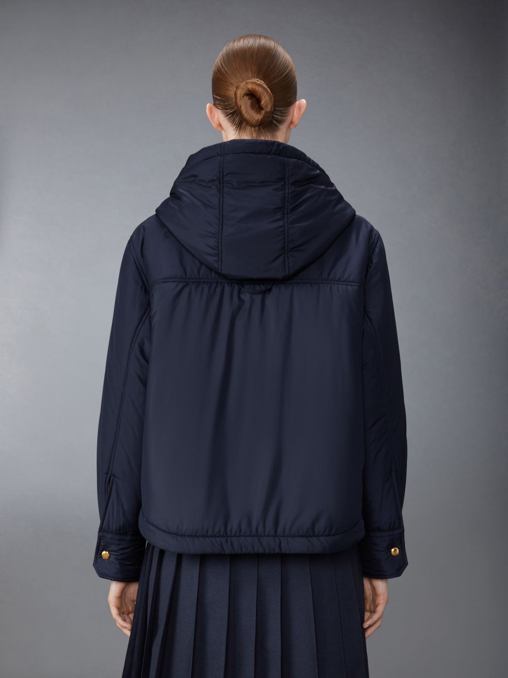 Thom Browne Ultra Light Nylon Tech Down Fill Hood Shirt Hem Jacken Damen Blau | BJM63L63793