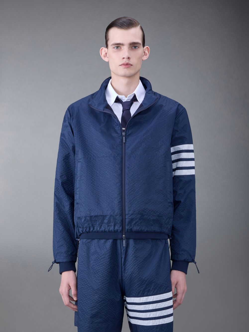Thom Browne Ultralight Ripstop 4-Bar Funnel Neck Jacken Herren Blau | TMR33Y04999