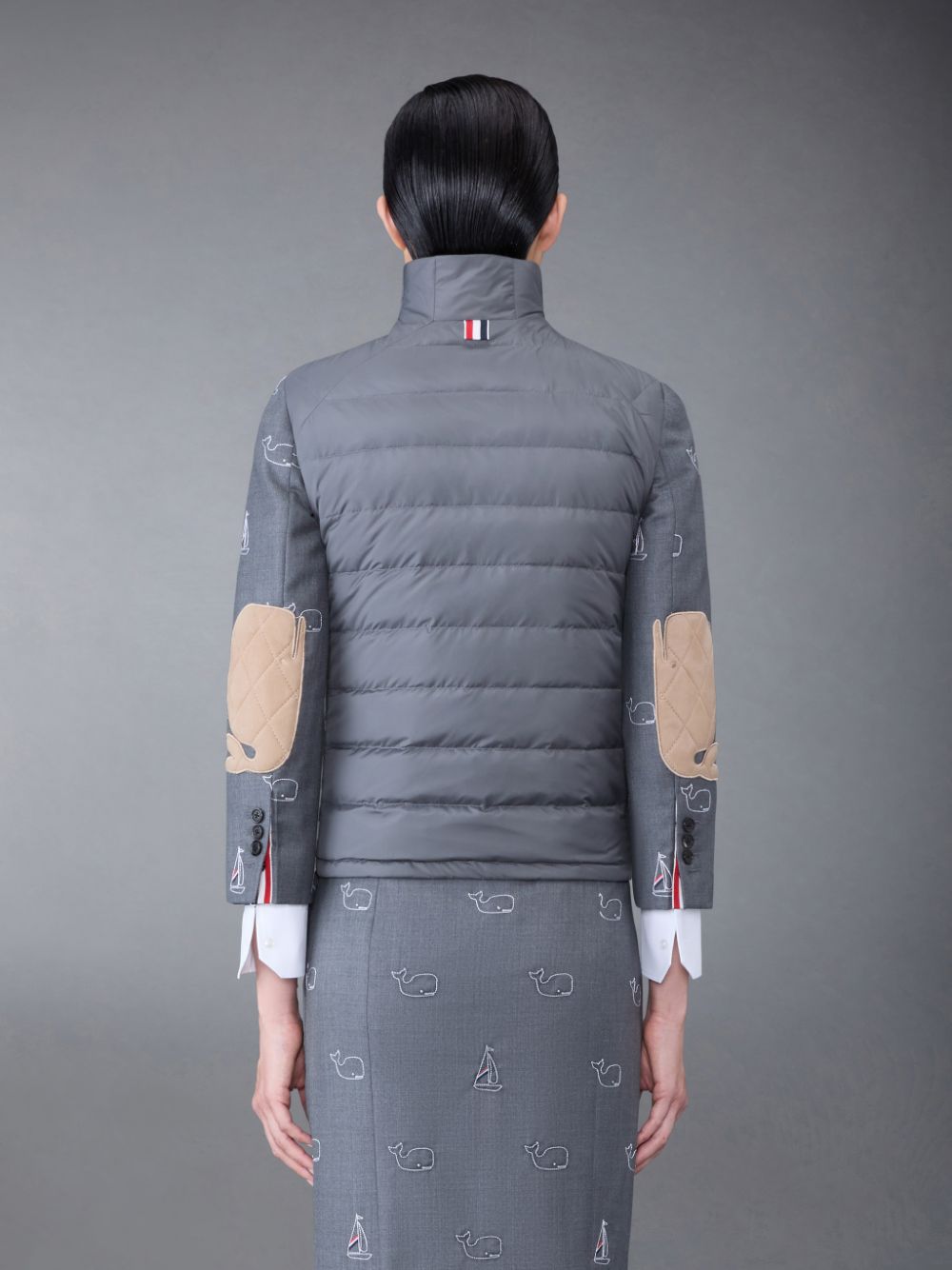 Thom Browne Ultralight Tech Down 4-Bar Packable Funnel Neck Vest Jacken Damen Grau | WXT12N39936