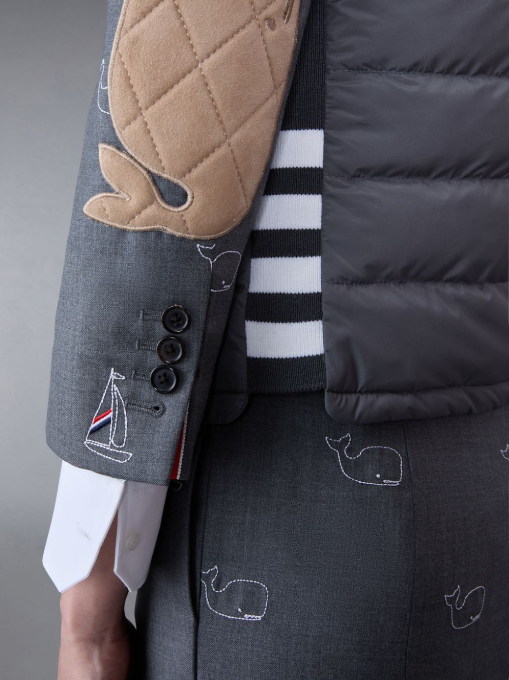 Thom Browne Ultralight Tech Down 4-Bar Packable Funnel Neck Vest Jacken Damen Grau | WXT12N39936