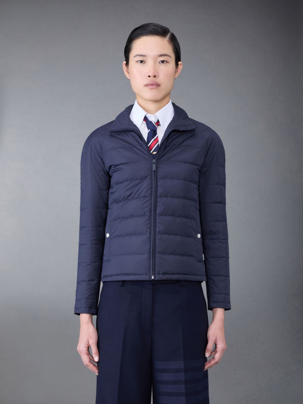 Thom Browne Ultralight Tech Down 4-Bar Packable Funnel Neck Jacken Damen Blau | ZGR95T37008