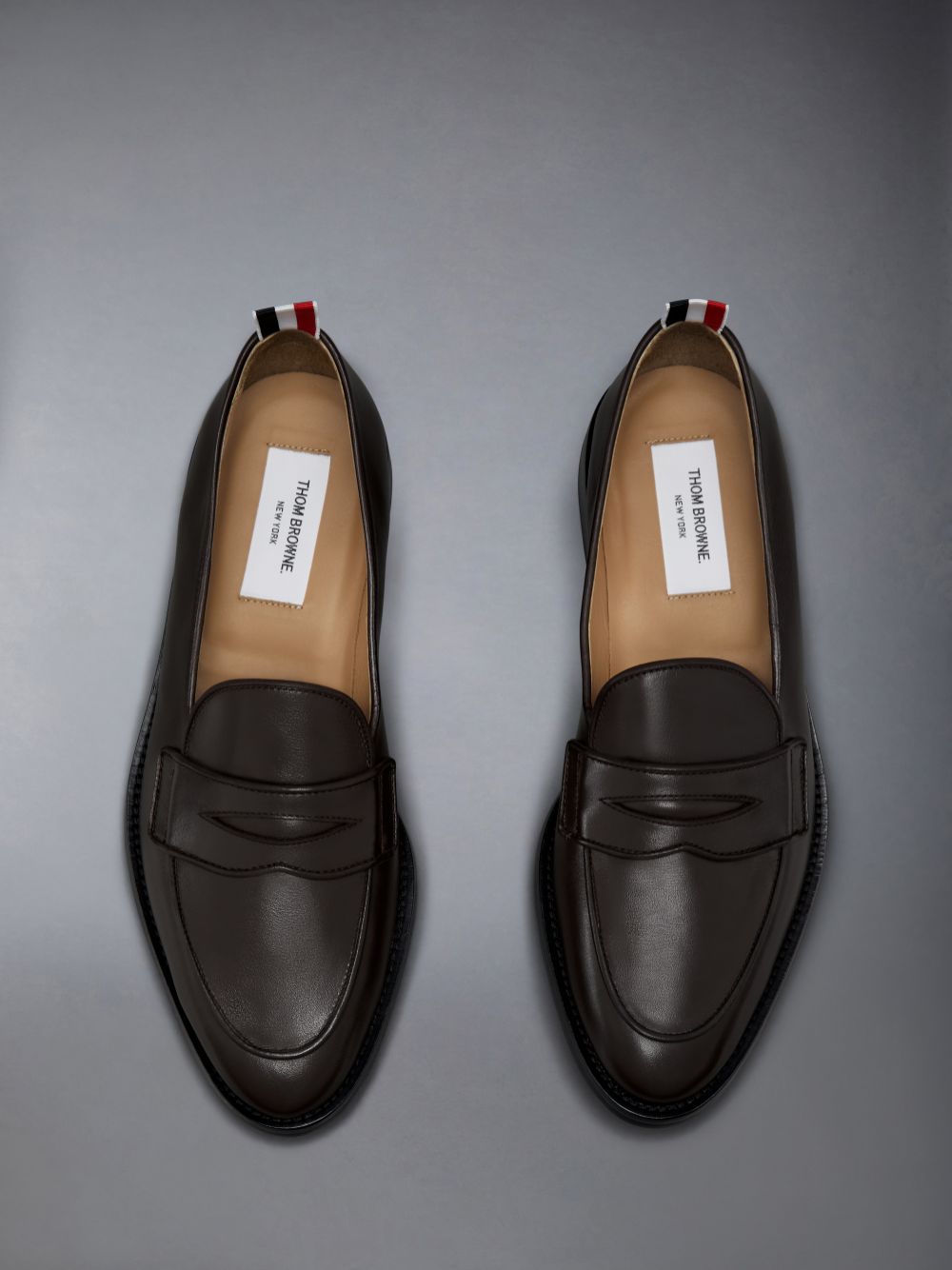 Thom Browne VITELLO CALF LEATHER VARSITY PENNY Halbschuhe Herren Braun | GLB55X15437