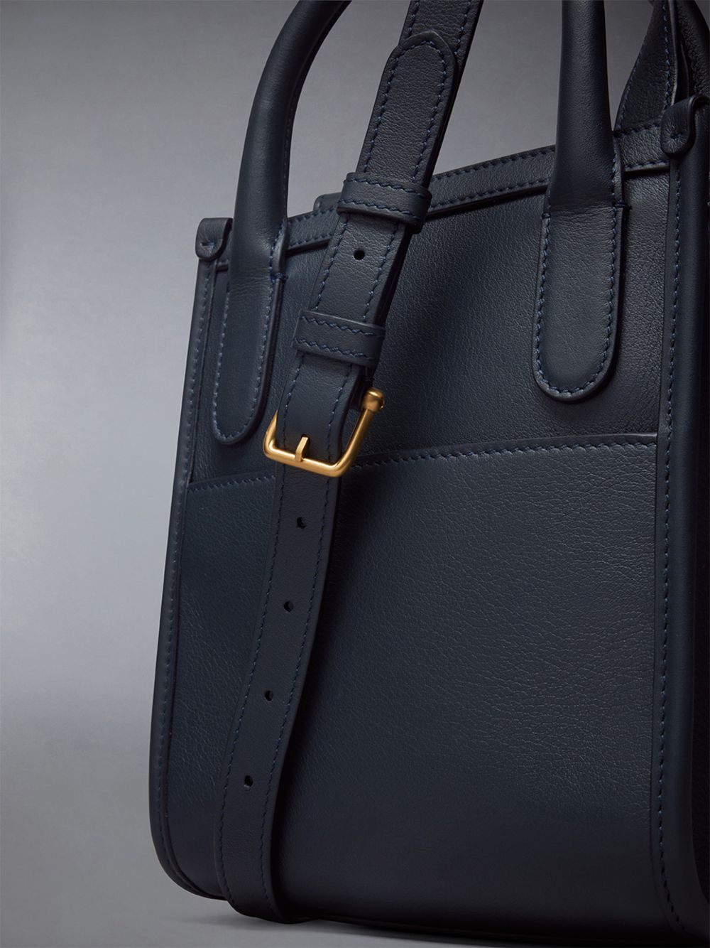 Thom Browne Vertical Mini W/ 4 Bar Stripes in Smooth Calf Tragetaschen Damen Blau | QIL90X62868