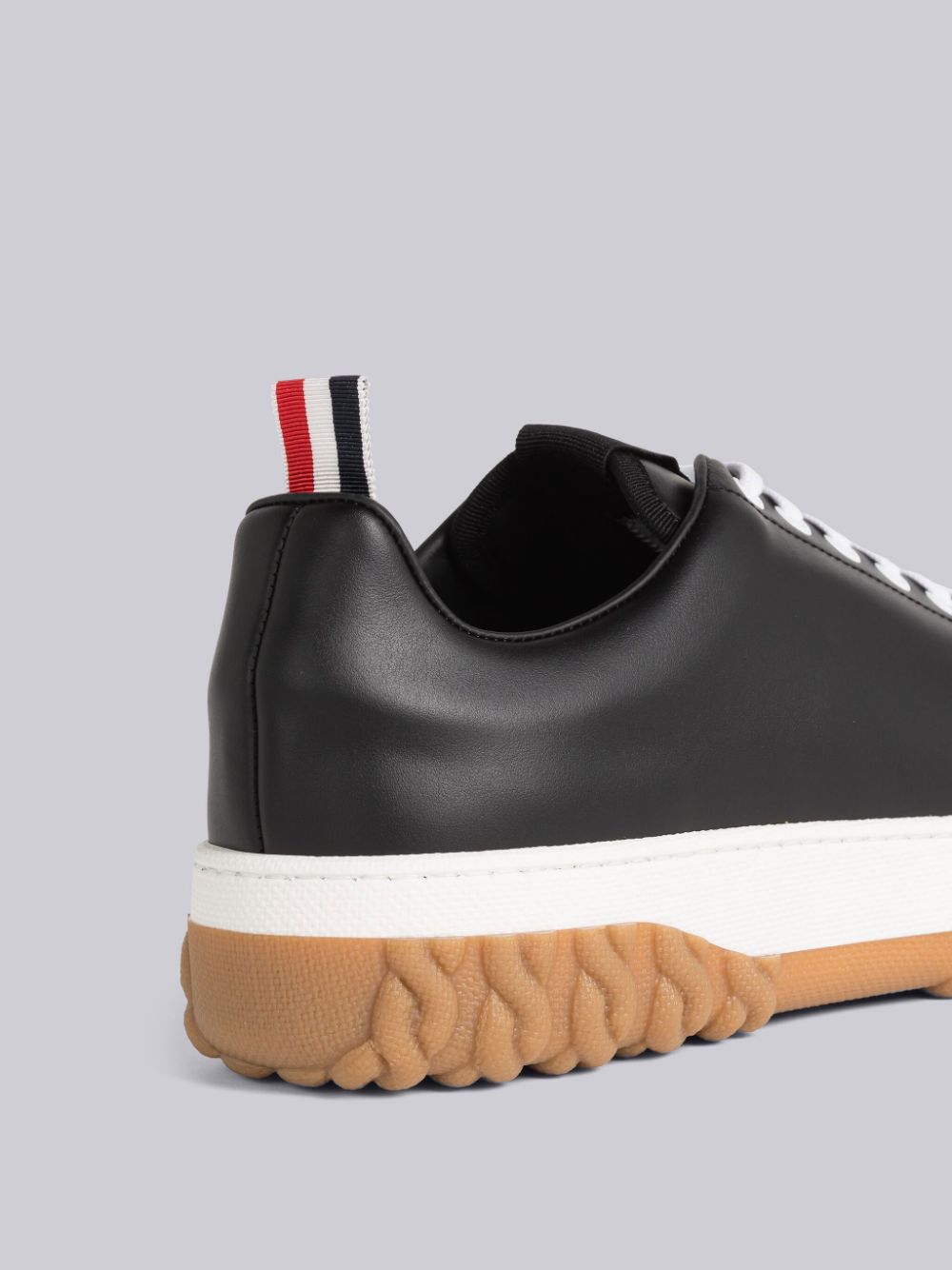 Thom Browne Vitello Calf Cable Knit Sole Court Sneakers Herren Schwarz | MWN30J64777