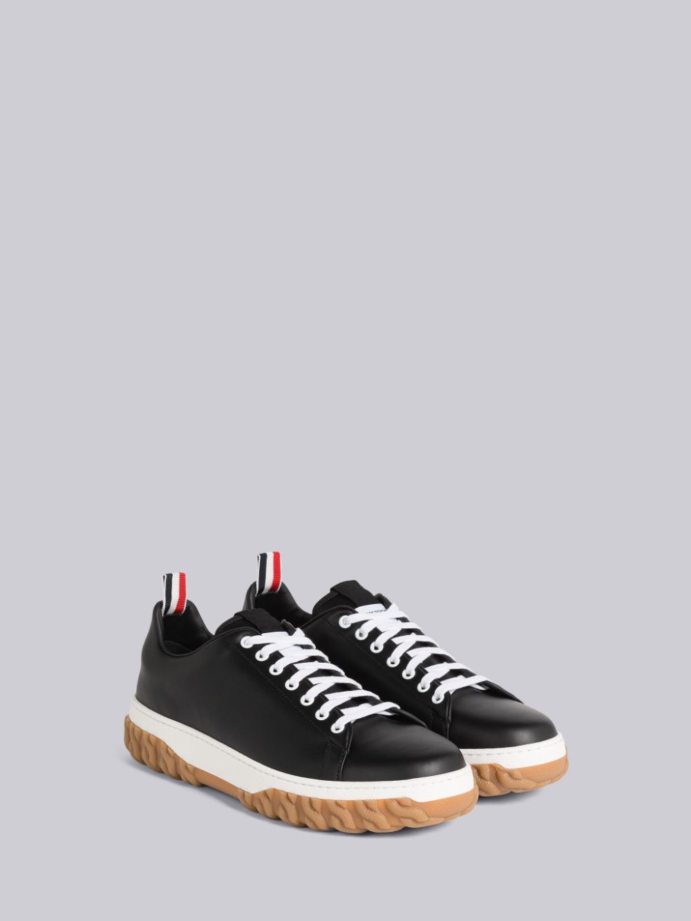 Thom Browne Vitello Calf Cable Knit Sole Court Sneakers Herren Schwarz | MWN30J64777