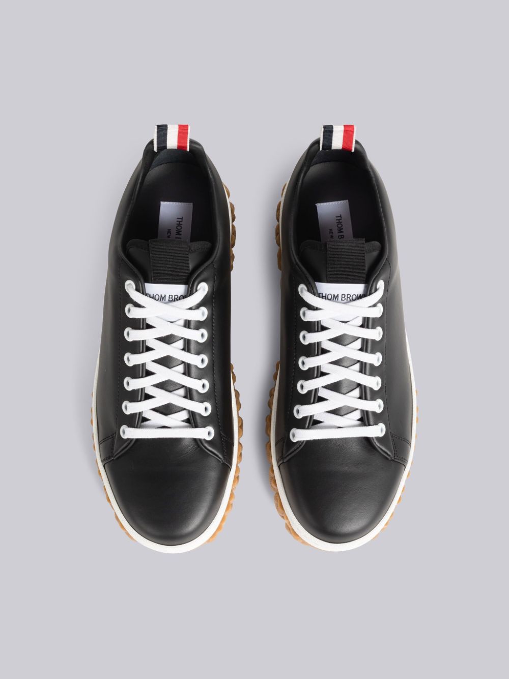 Thom Browne Vitello Calf Cable Knit Sole Court Sneakers Herren Schwarz | MWN30J64777