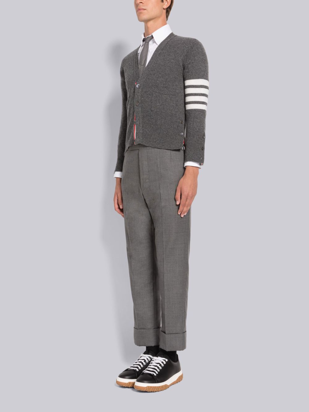 Thom Browne Vitello Calf Cable Knit Sole Court Sneakers Herren Schwarz | MWN30J64777