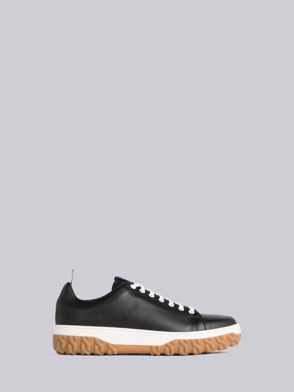 Thom Browne Vitello Calf Cable Knit Sole Court Sneakers Herren Schwarz | MWN30J64777