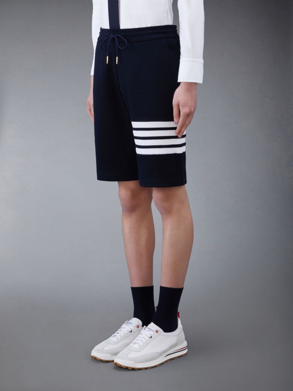 Thom Browne Waffle 4-Bar Sweatshorts Herren Blau | HQF06C34277