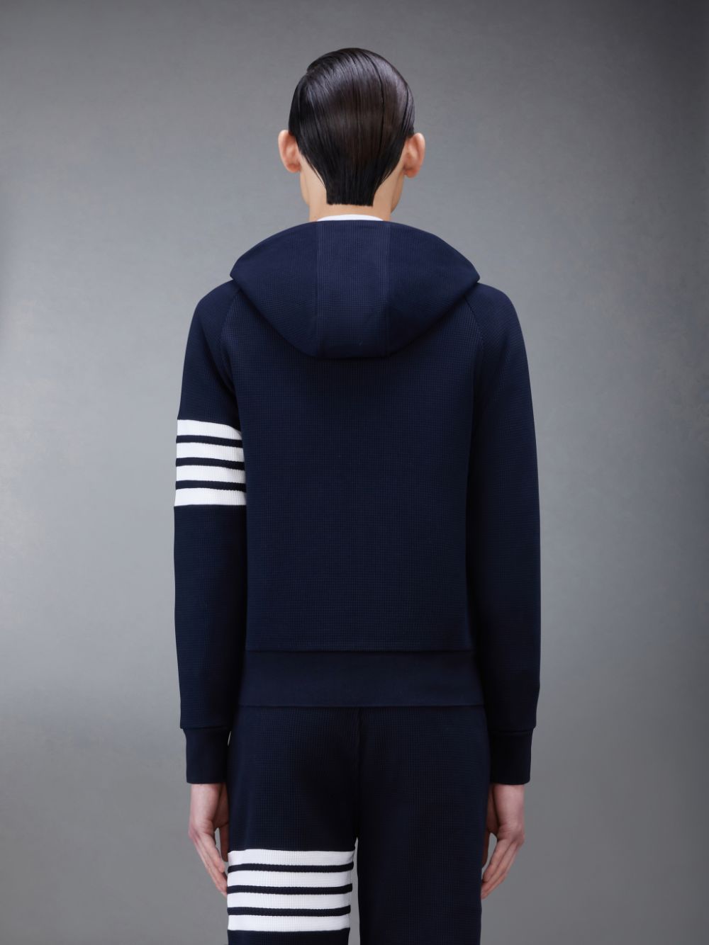 Thom Browne Waffle Raglan Full Zip Hoodie Herren Blau | GGE58S82877
