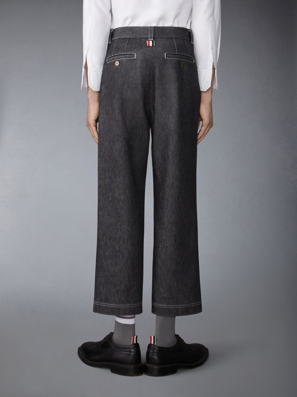 Thom Browne Washed Denim Contrast Topstitching Unconstructed Single Welt Pocket Hose Herren Schwarz | UAB33B78689
