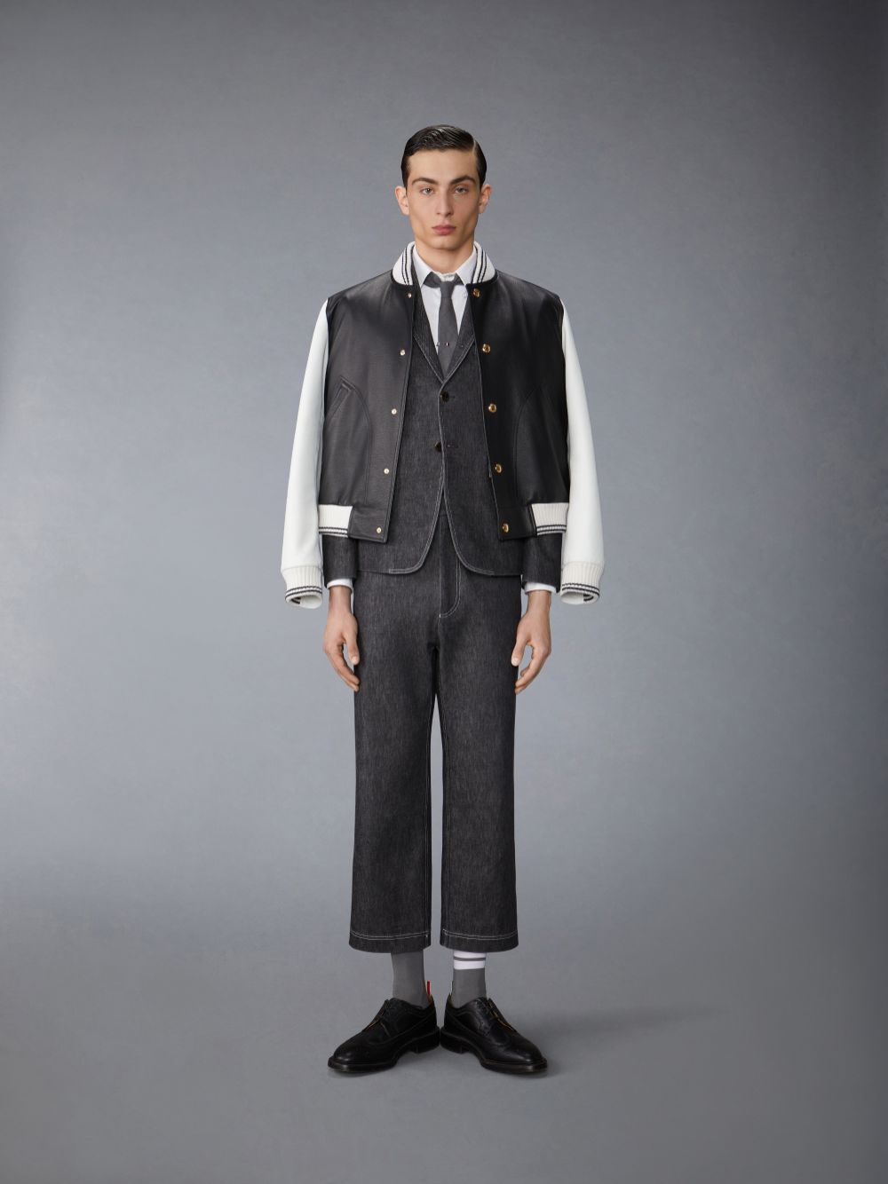 Thom Browne Washed Denim Contrast Topstitching Unconstructed Single Welt Pocket Hose Herren Schwarz | UAB33B78689