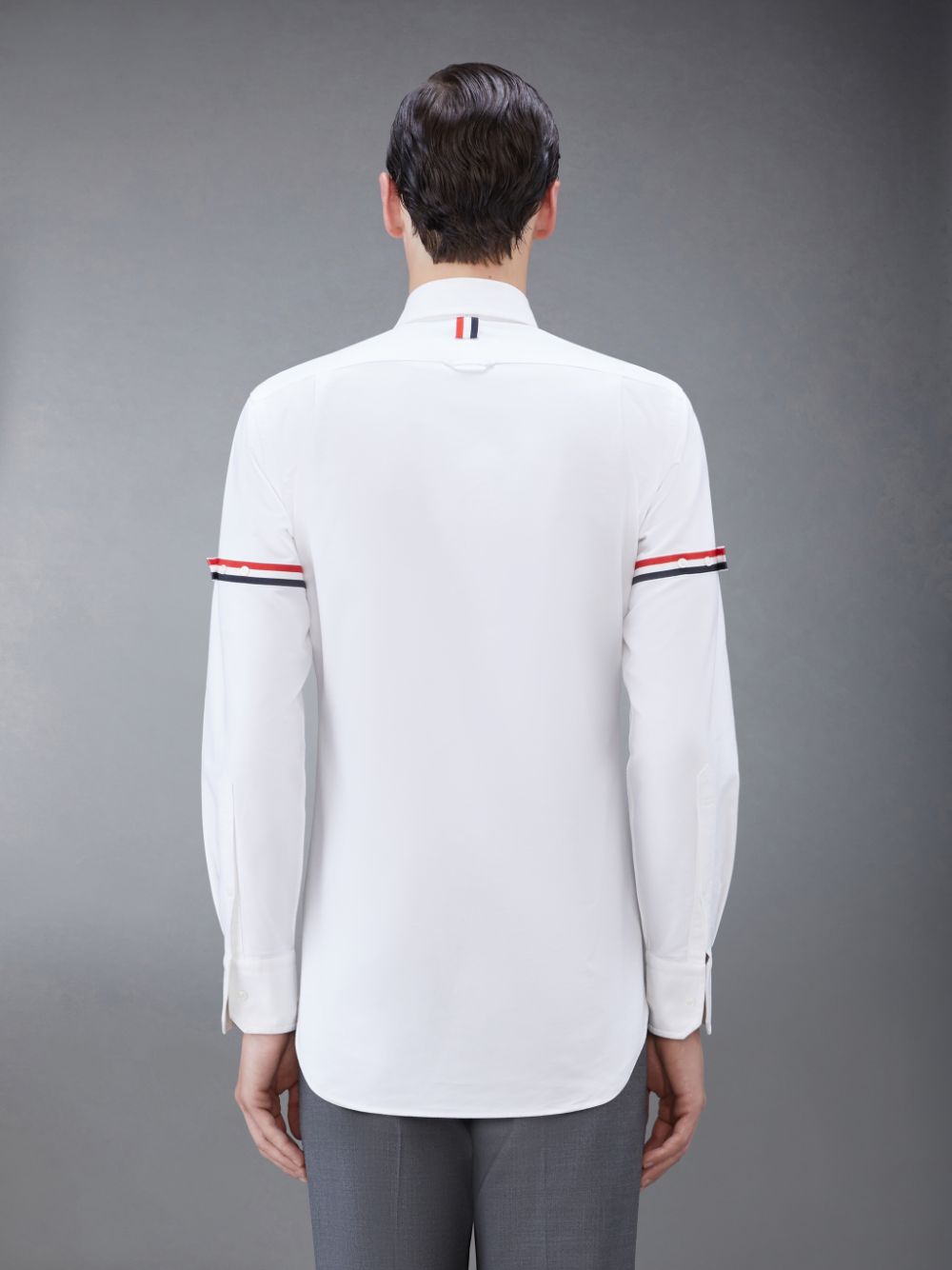 Thom Browne White Oxford Striped Grosgrain Armband Classic Hemd Herren Weiß | YER87G22186