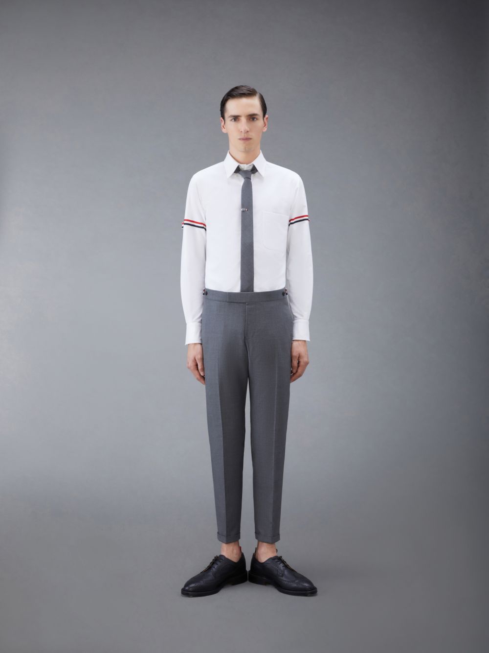 Thom Browne White Oxford Striped Grosgrain Armband Classic Hemd Herren Weiß | YER87G22186