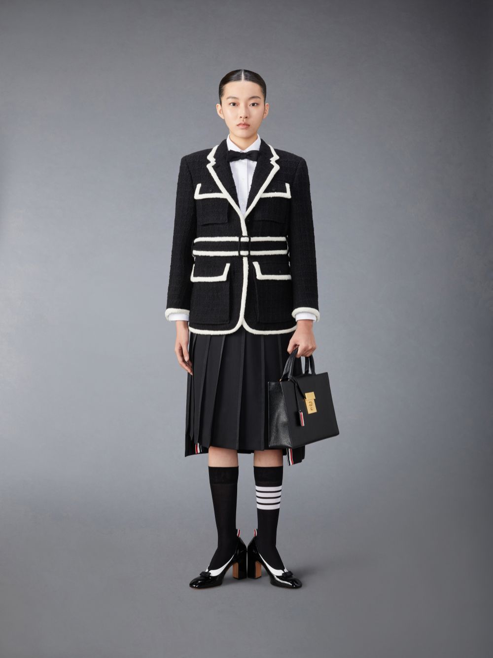 Thom Browne Wolle Tipping Safari Jacken Damen Schwarz | UHM87L51616