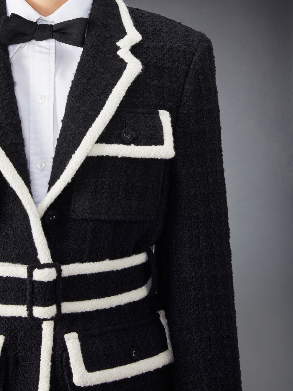 Thom Browne Wolle Tipping Safari Jacken Damen Schwarz | UHM87L51616
