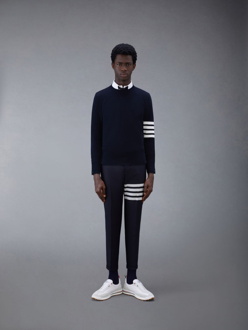 Thom Browne Wool 4-Bar Pullover Herren Blau | QDZ05P52660
