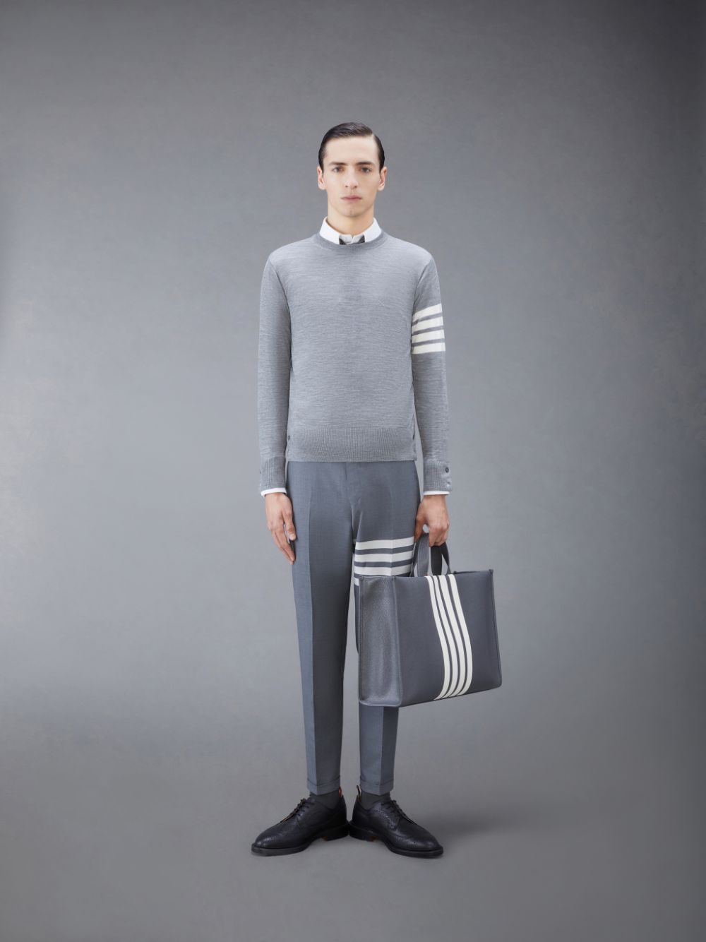 Thom Browne Wool 4-Bar Pullover Herren Grau | RZK59L68312