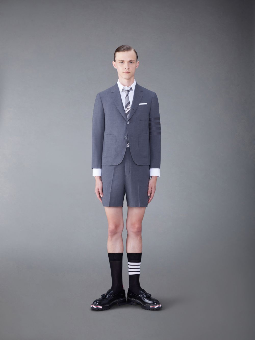 Thom Browne Wool 4-Bar Sack Sport Mäntel Herren Grau | XMN12I57867
