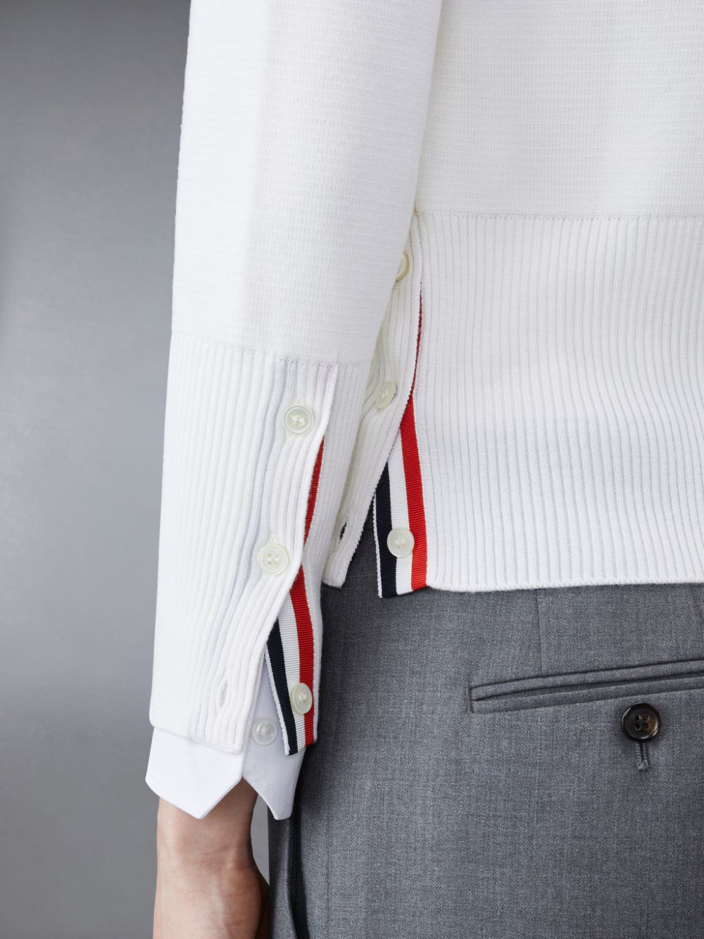 Thom Browne Wool 4-Bar V-Neck Strickjacke Damen Weiß | LNF72D88314