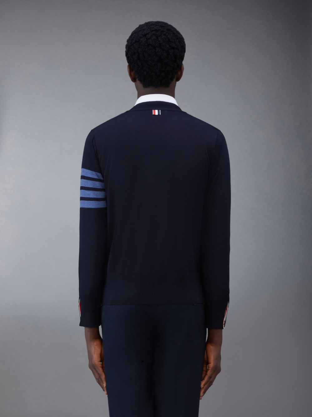 Thom Browne Wool 4-Bar V-Neck Strickjacke Herren Blau | FJI61U91002
