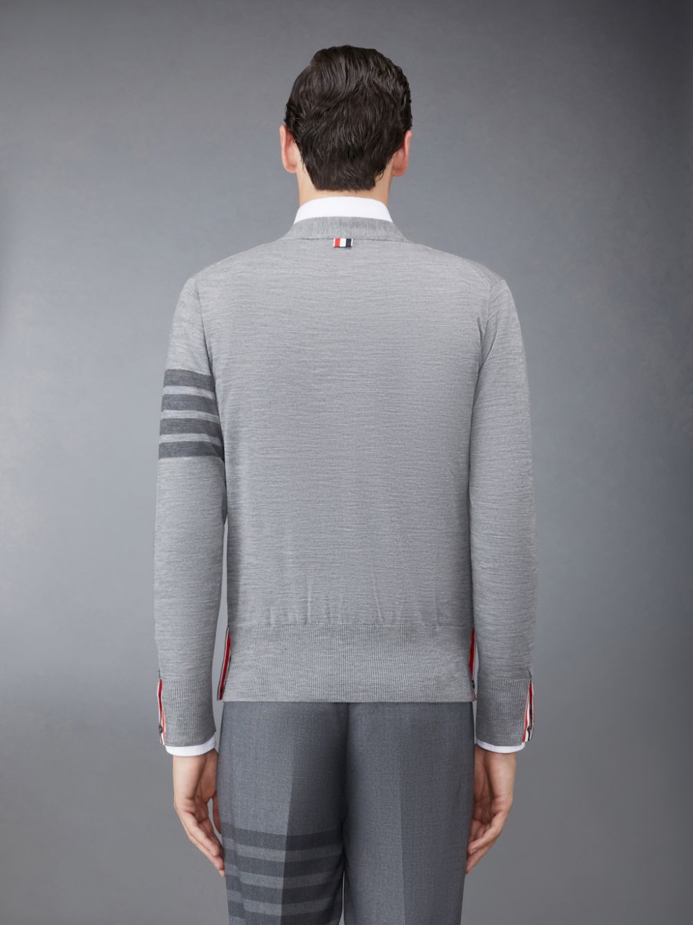 Thom Browne Wool 4-Bar V-Neck Strickjacke Herren Grau | UEO58P71458