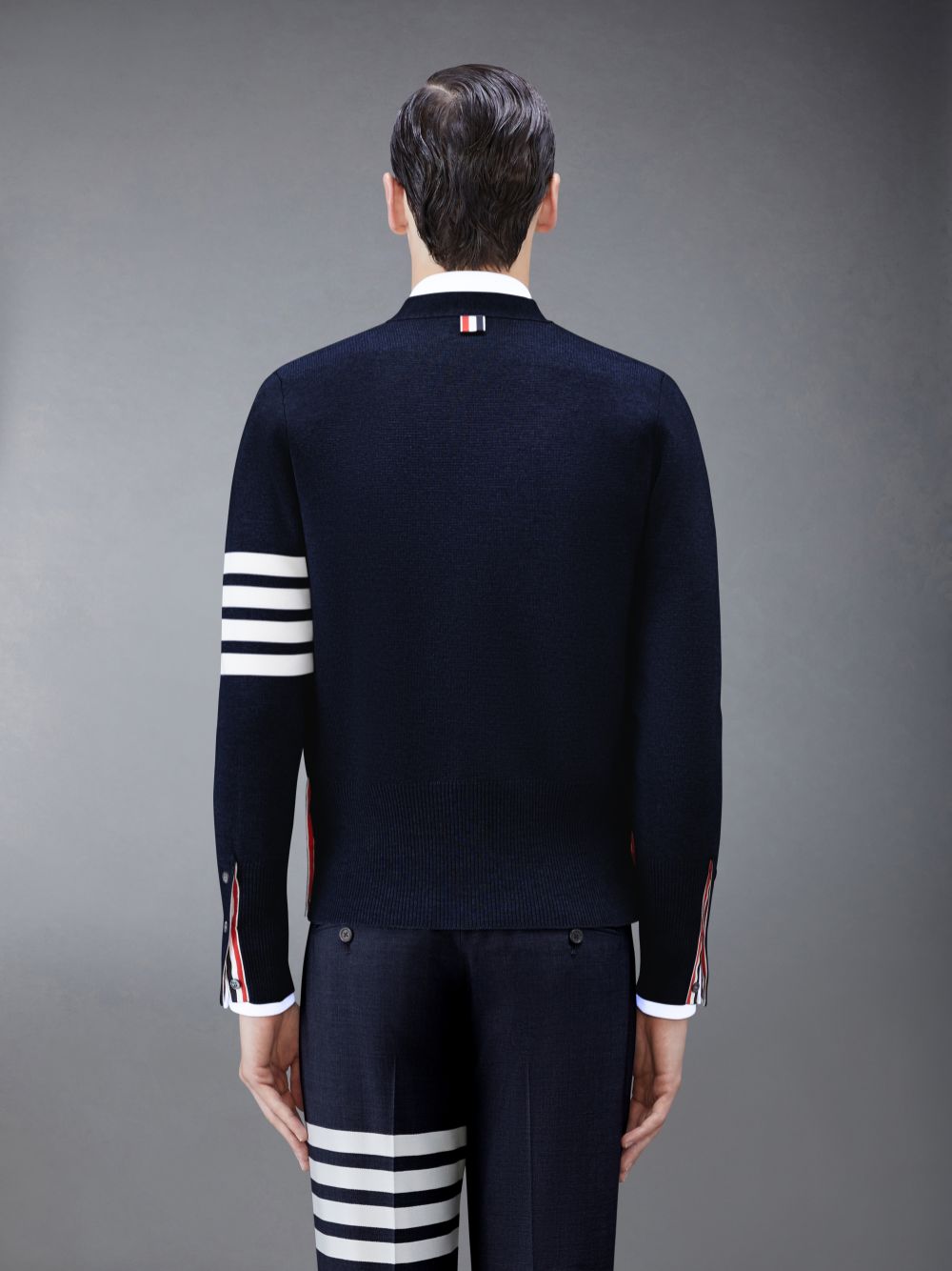 Thom Browne Wool 4-Bar V-Neck Strickjacke Herren Blau | RVF18Q76868
