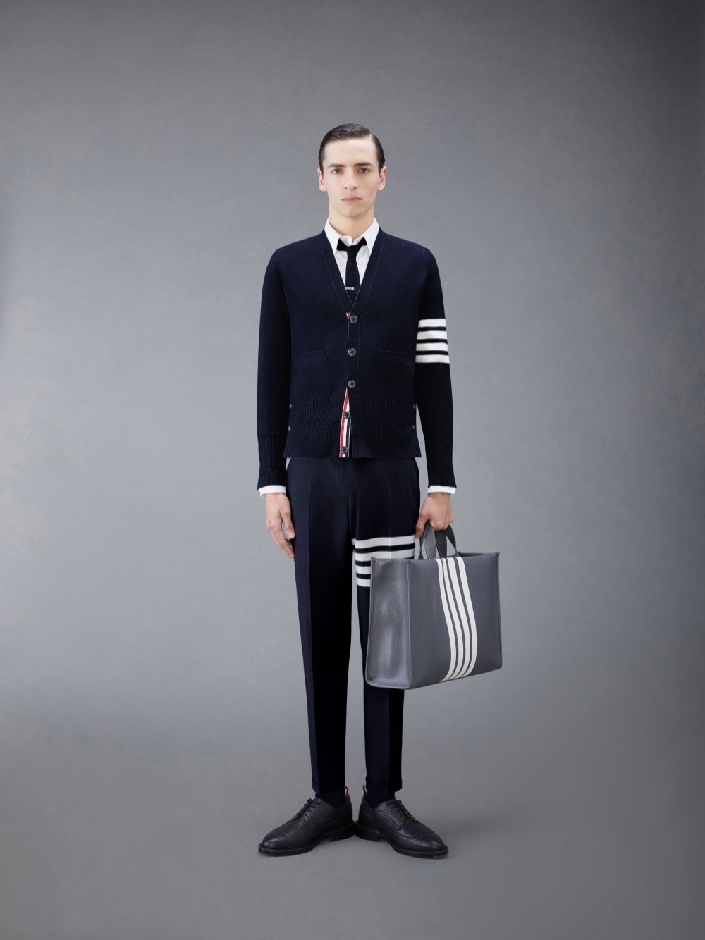 Thom Browne Wool 4-Bar V-Neck Strickjacke Herren Blau | RVF18Q76868