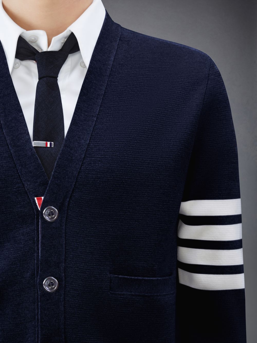 Thom Browne Wool 4-Bar V-Neck Strickjacke Herren Blau | RVF18Q76868