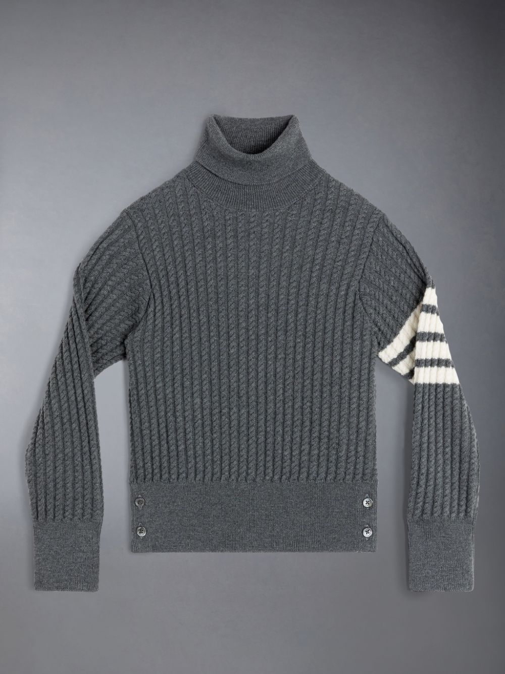 Thom Browne Wool Cable Knit 4-Bar Pullover Jungen Grau | OJX39X89172