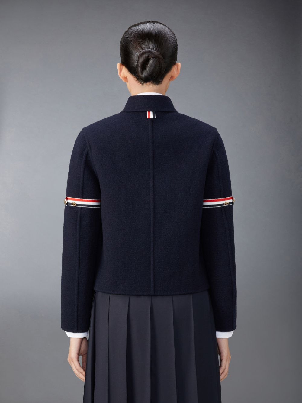 Thom Browne Wool Cashmere Armband Bell Sleeve With Shearling Collar Jacken Damen Blau | LGC23X32671