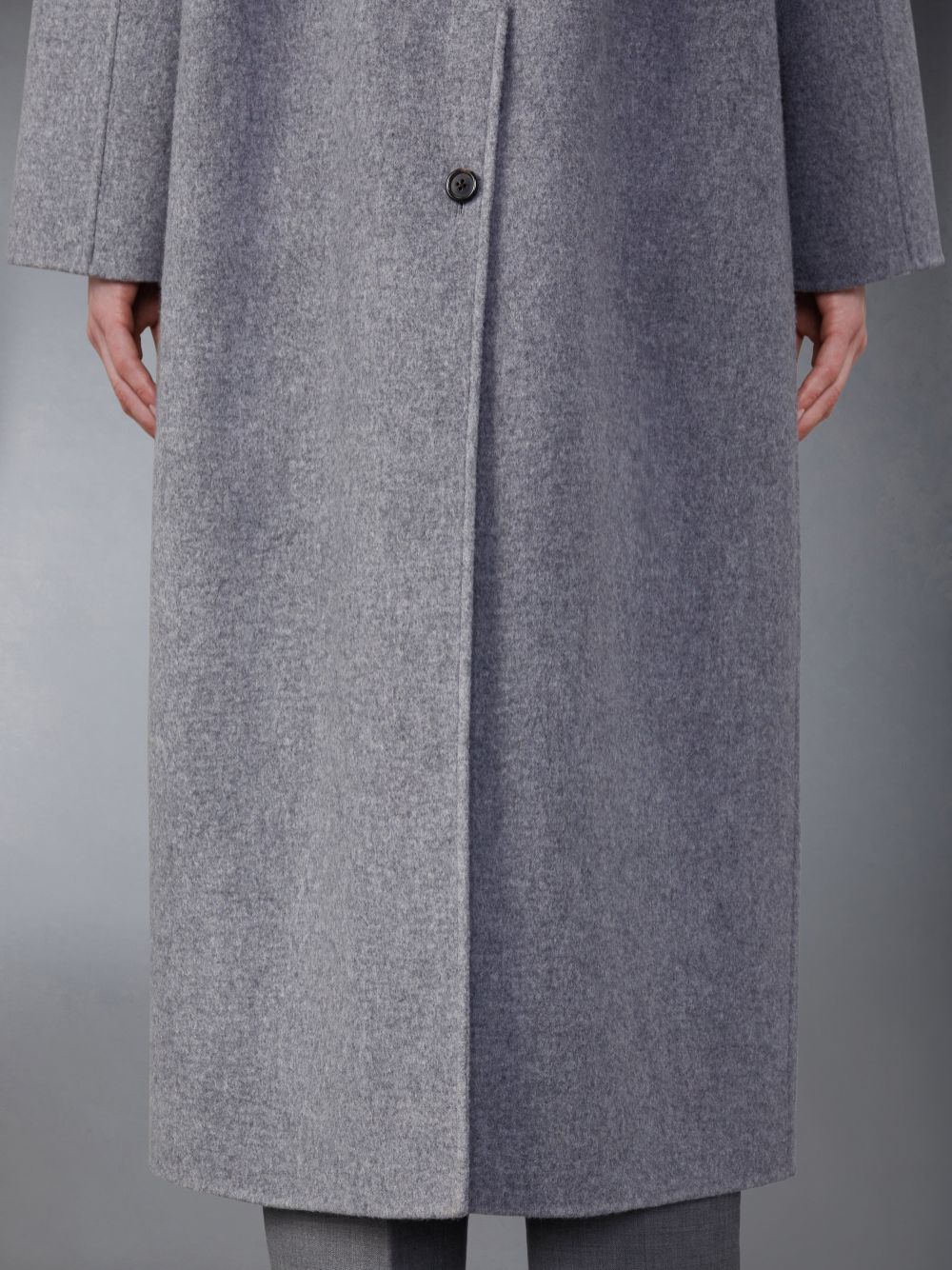 Thom Browne Wool Cashmere Funnel Neck Mäntel Damen Grau | EAL24S31937