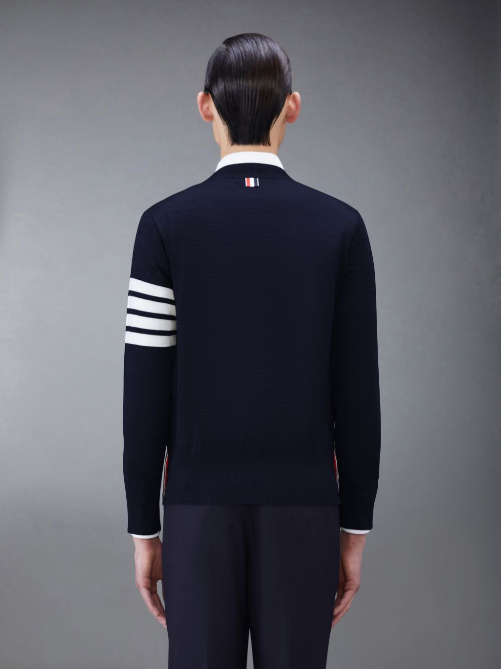 Thom Browne Wool Classic V-Neck Strickjacke Herren Blau | JVR59L55719