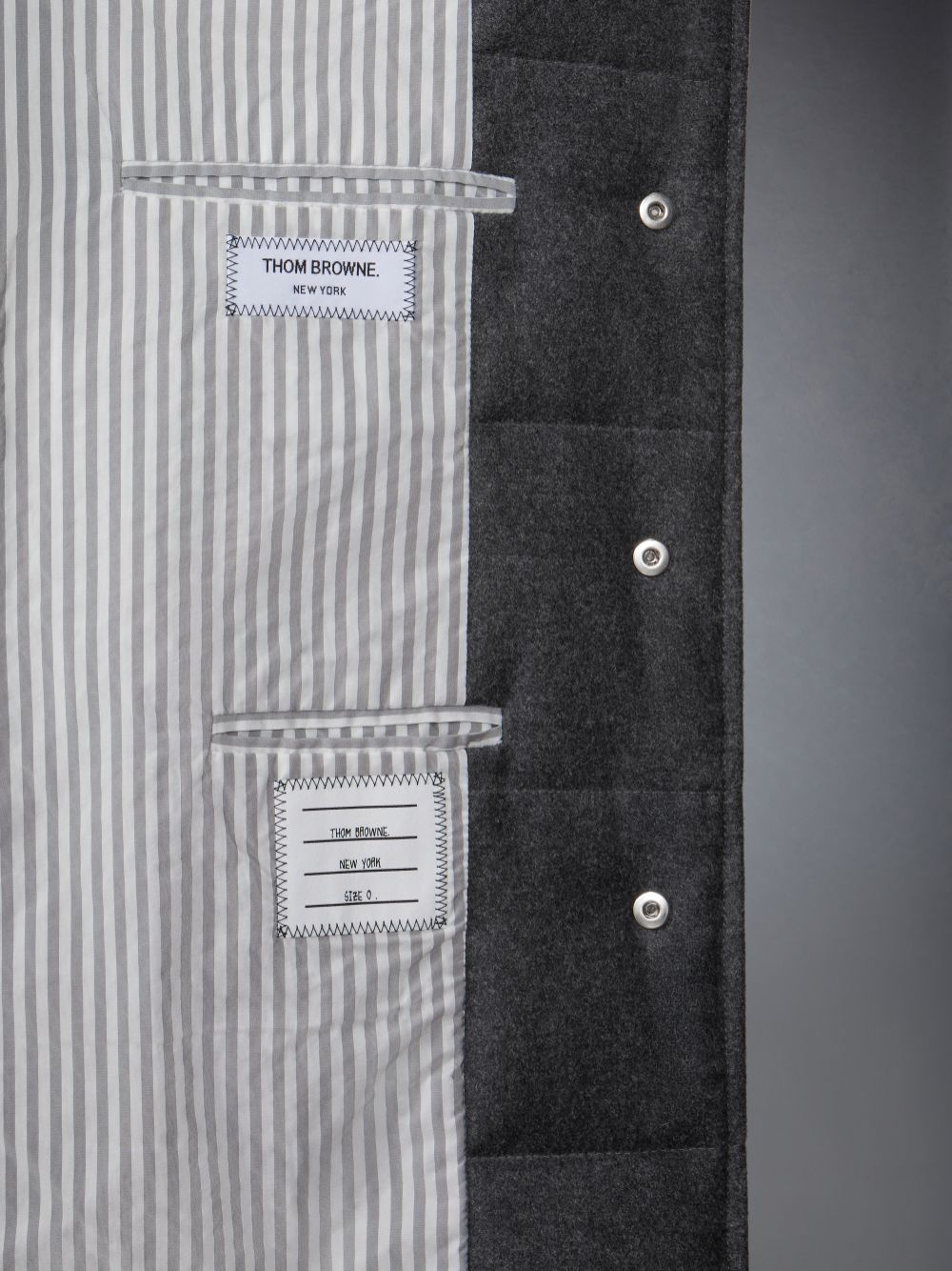 Thom Browne Wool Flannel Down Fill Classic Bal Collar Mäntel Herren Grau | MQE44L18799