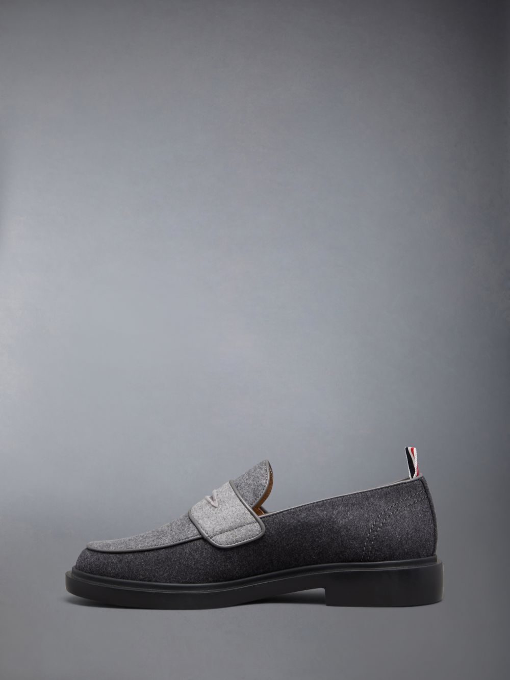 Thom Browne Wool Flannel Light Weight Rubber Sole Penny Halbschuhe Herren Grau | RHR16W27446