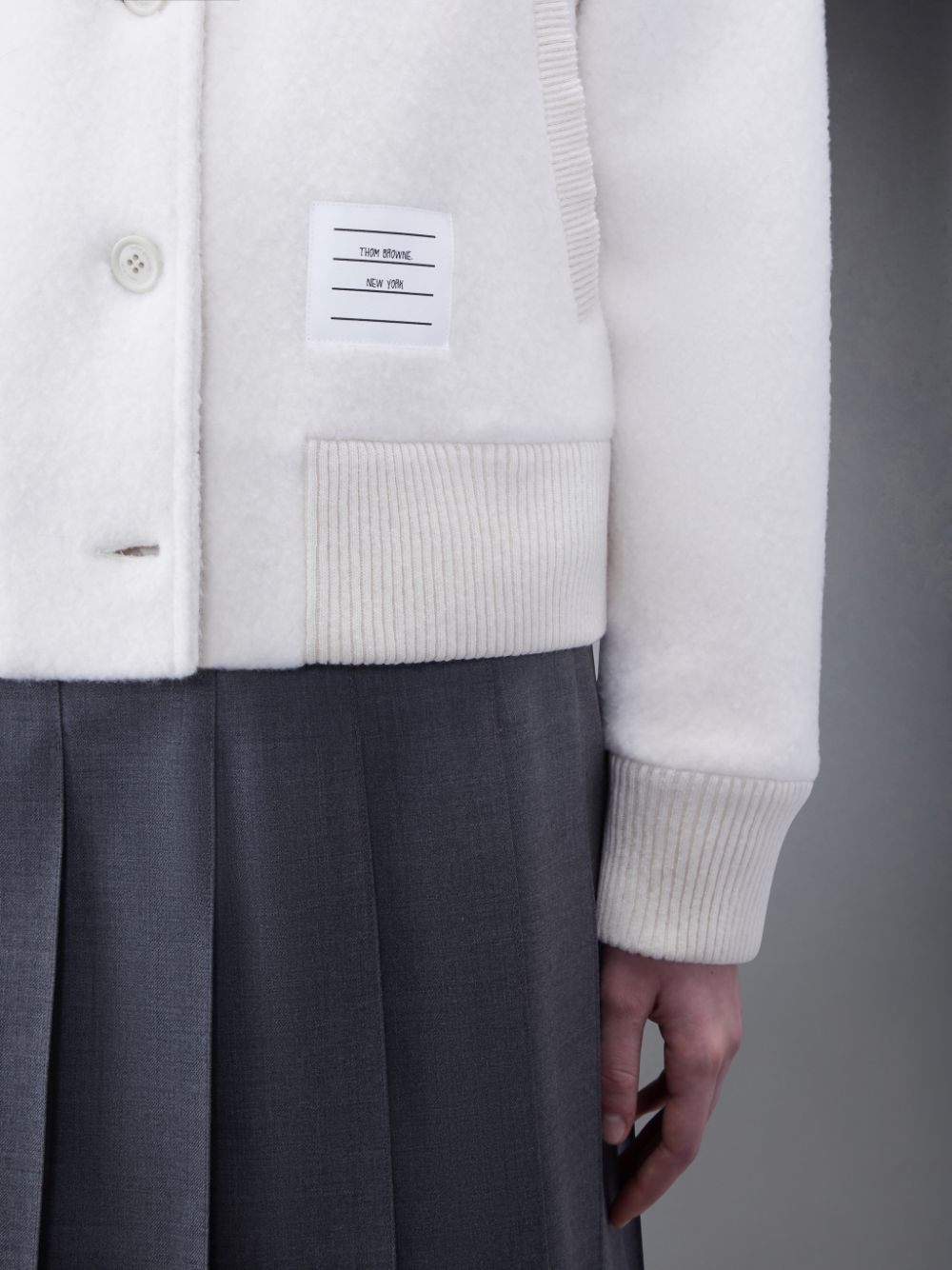 Thom Browne Wool Fleece Stripe Bomber Jacken Damen Weiß | LKF01H86481