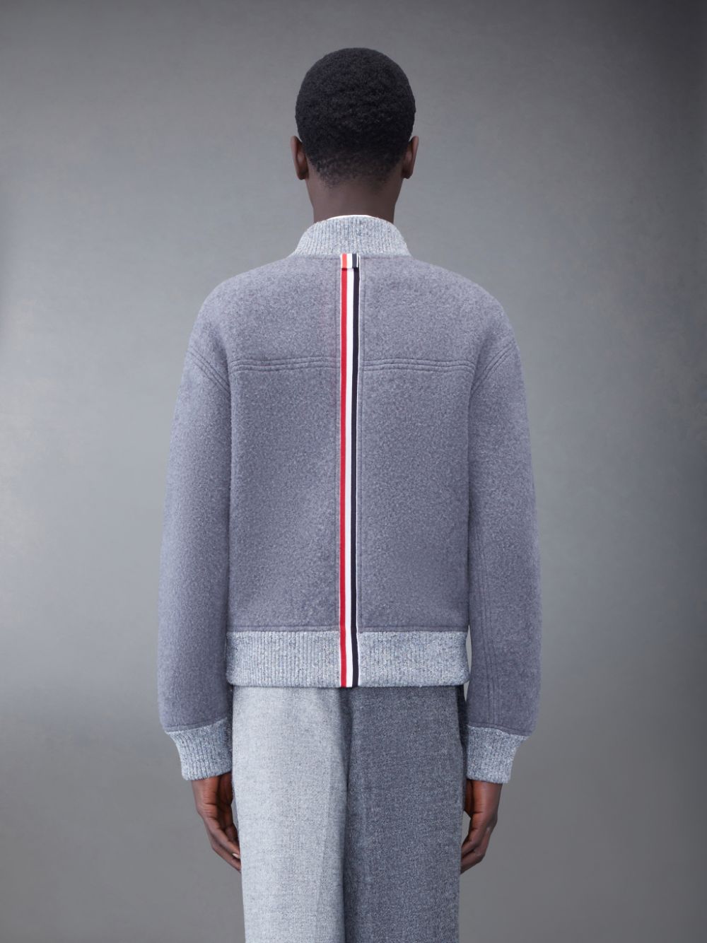 Thom Browne Wool Fleece Stripe Bomber Jacken Herren Grau | HIV70J86258