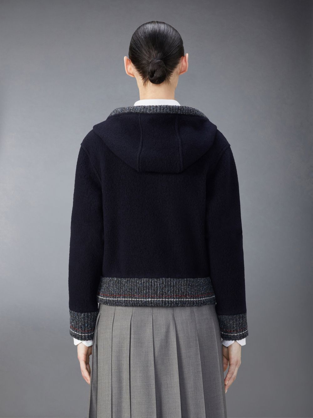 Thom Browne Wool Fleece Zip up Hoodie Damen Blau | EOB35G52002