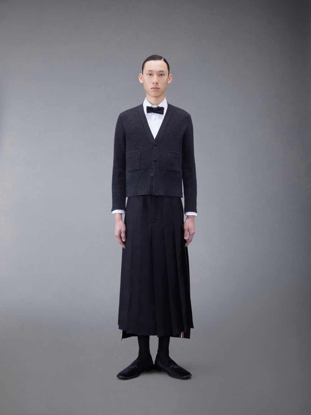 Thom Browne Wool Jacquard V-Neck Strickjacke Herren Grau | AJC47A20918