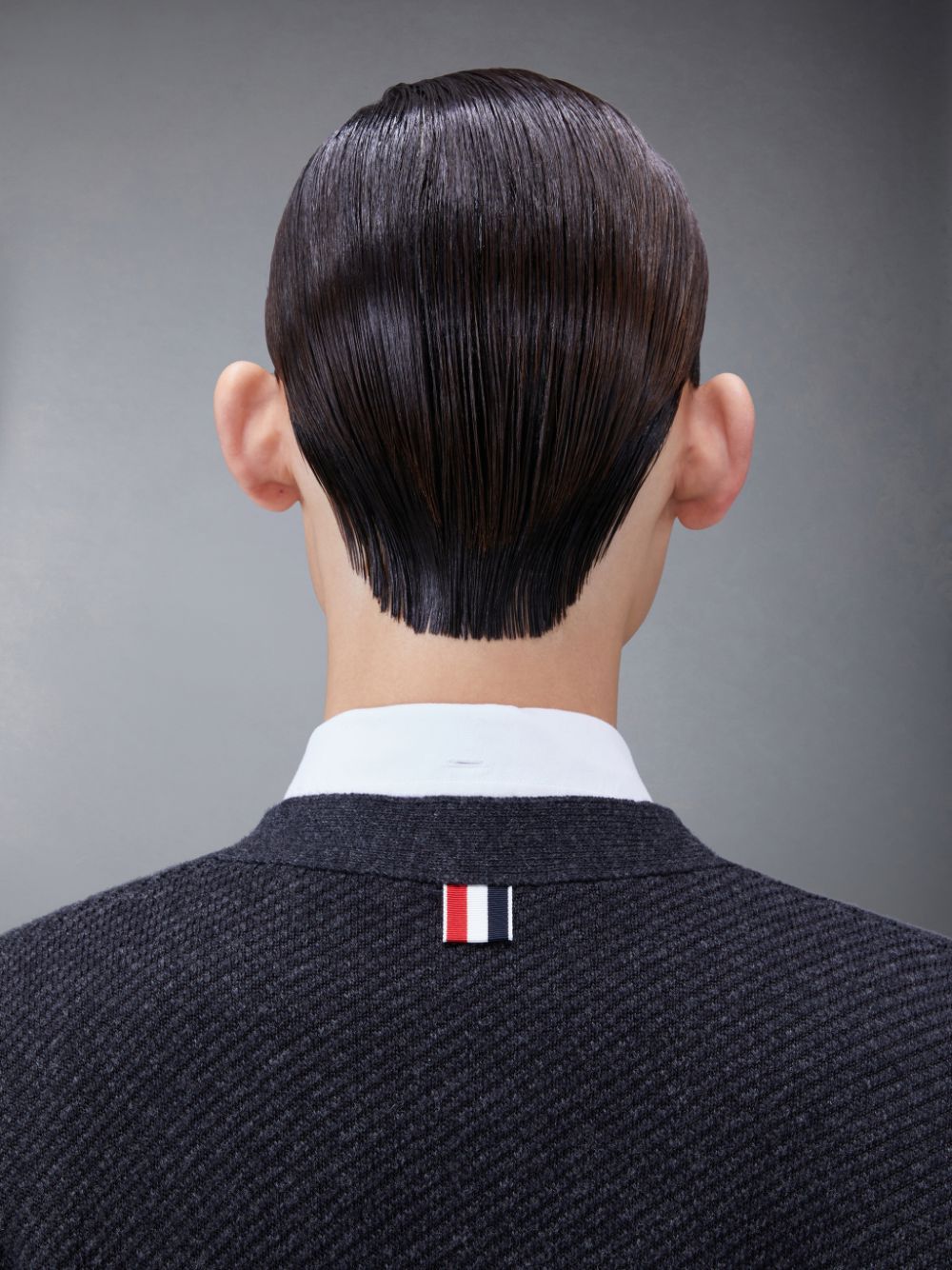 Thom Browne Wool Jacquard V-Neck Strickjacke Herren Grau | AJC47A20918