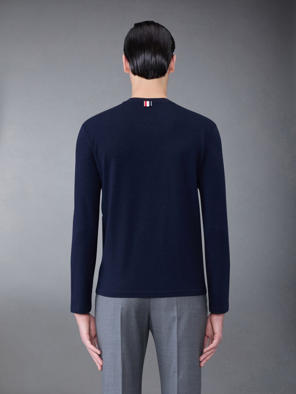 Thom Browne Wool Jersey 4-Bar Long Sleeve T-shirts Herren Blau | QUZ05N06858