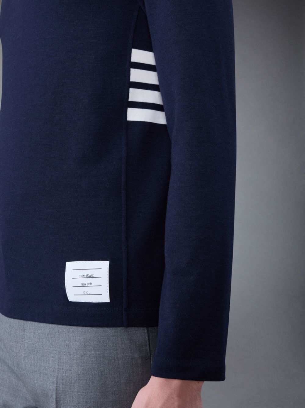 Thom Browne Wool Jersey 4-Bar Long Sleeve T-shirts Herren Blau | QUZ05N06858