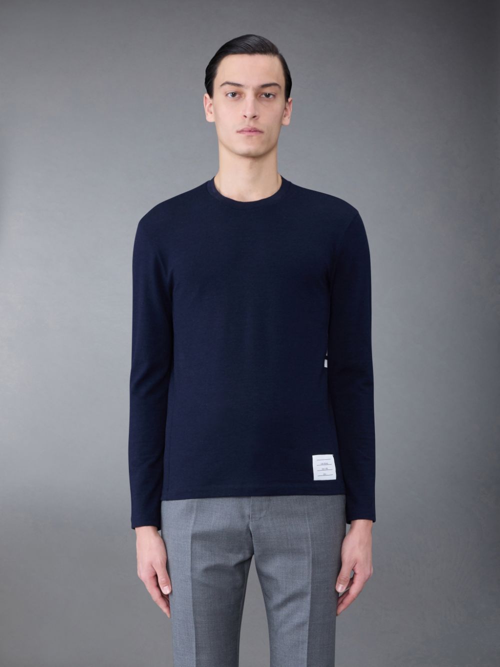 Thom Browne Wool Jersey 4-Bar Long Sleeve T-shirts Herren Blau | QUZ05N06858