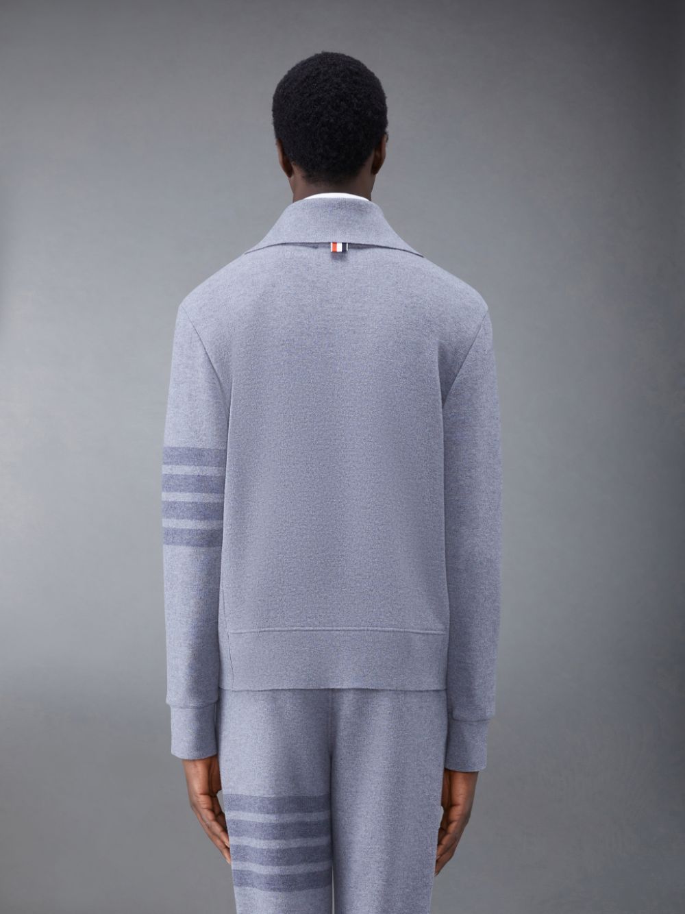 Thom Browne Wool Loopback 4-Bar Funnel Neck Pullover Herren Grau | BUM40S10059