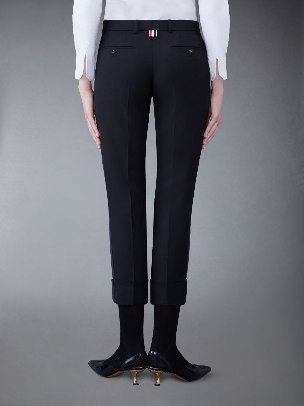 Thom Browne Wool Low Rise Cigarette Hose Damen Schwarz | PSN69I34808