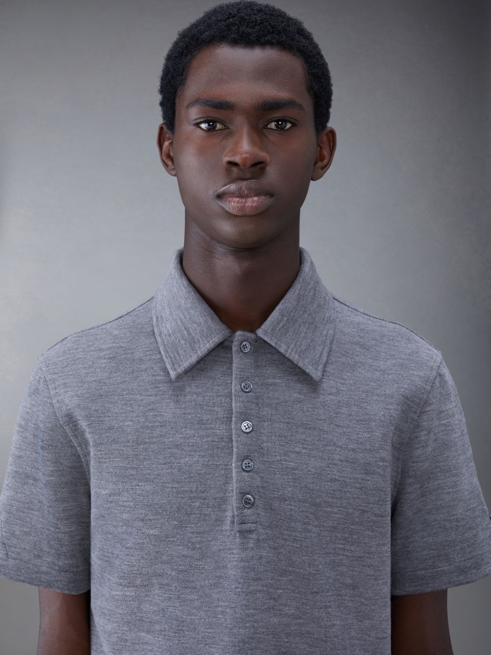 Thom Browne Wool Short Sleeve Poloshirt Herren Grau | AEO80G15810