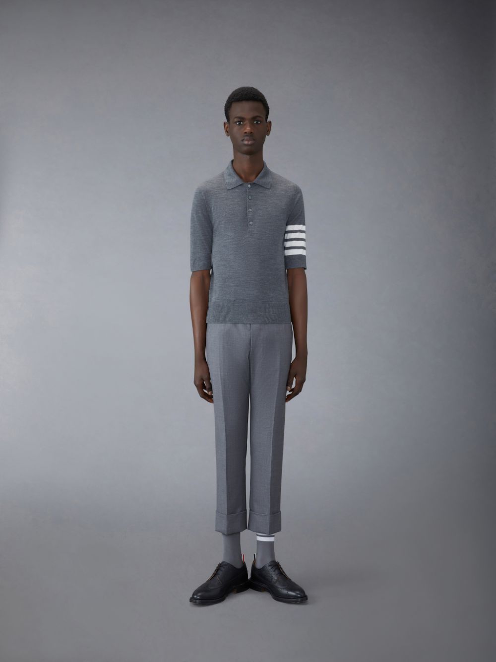 Thom Browne Wool Short Sleeve Poloshirt Herren Grau | FIQ51D76665