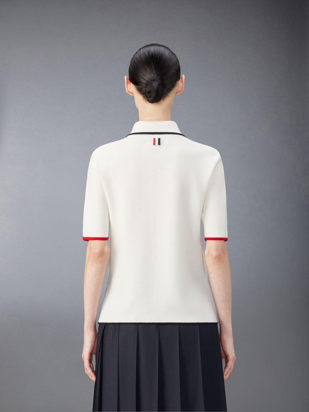 Thom Browne Wool Zip up Poloshirt Damen Weiß | ISH40B48083